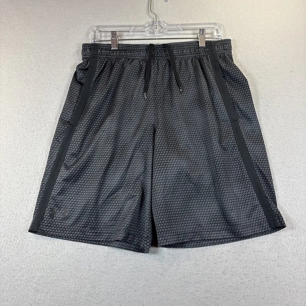 Under Armour‎ Shorts Boys Youth Large Black Loose Athletic Basketball Geometric